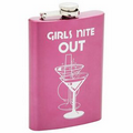 8oz Stainless Steel "GIRLS NIGHT OUT" Flask w/Hot Pink Metallic Finish